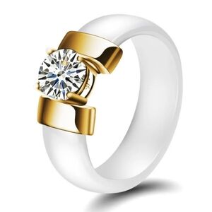 White Ceramic Women  Ring